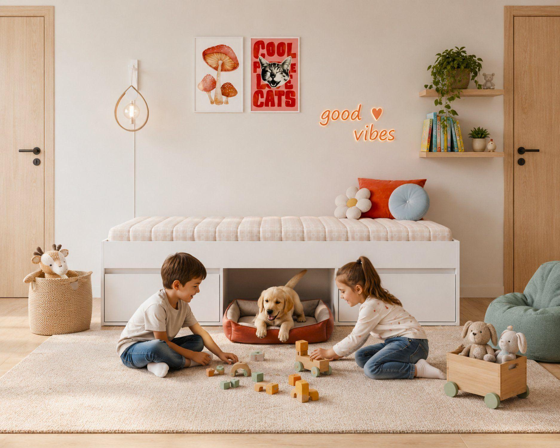 Cama Infantil Multifunción 1 Plaza Pets Kidscool Blanca -3