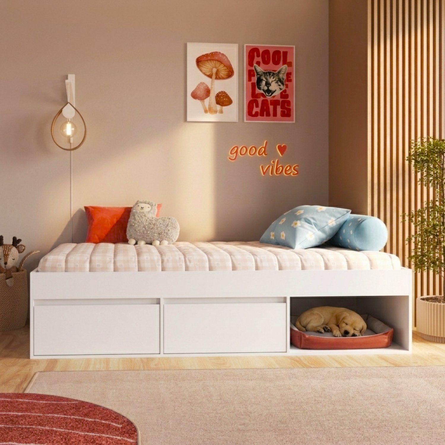 Cama Infantil Multifunción 1 Plaza Pets Kidscool Blanca -4