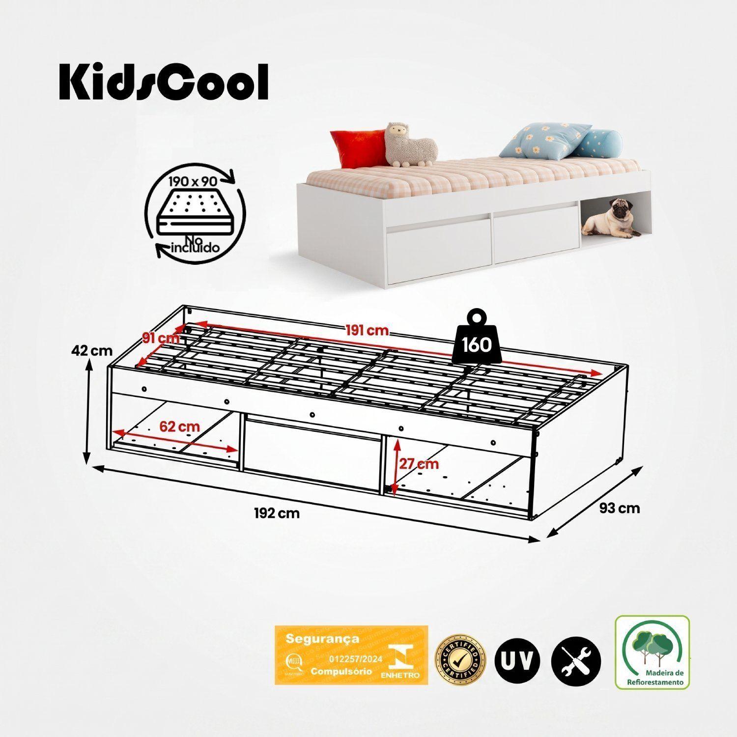 Cama Infantil Multifunción 1 Plaza Pets Kidscool Blanca -6