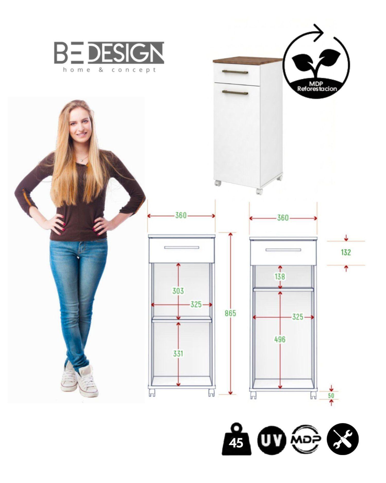 Mueble Multiuso Auxiliar De Cocina Con Ruedas Blanco -4