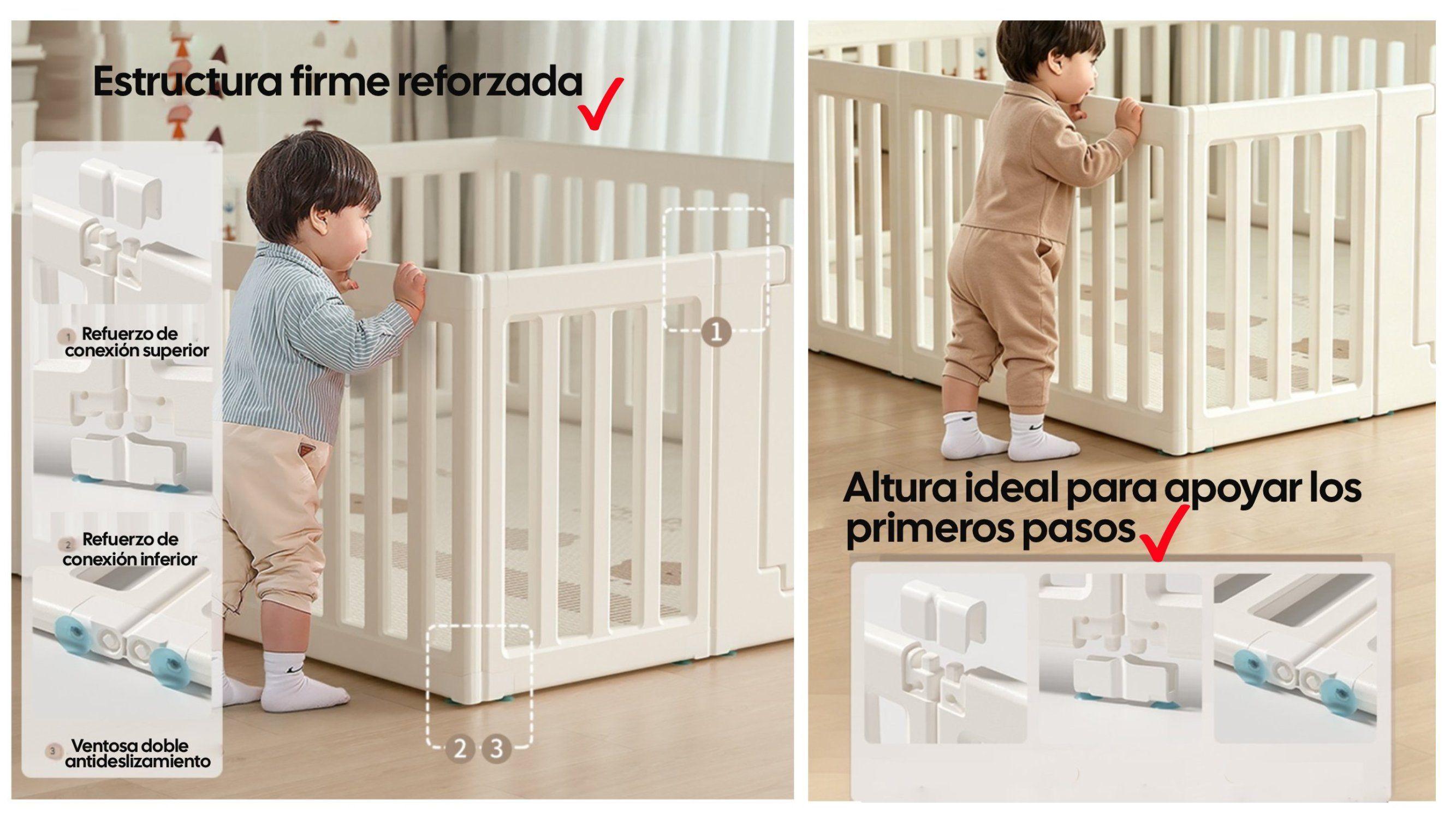 Corral De Juegos Infantil Kidscool Estilo Nórdico Modular Off White-4