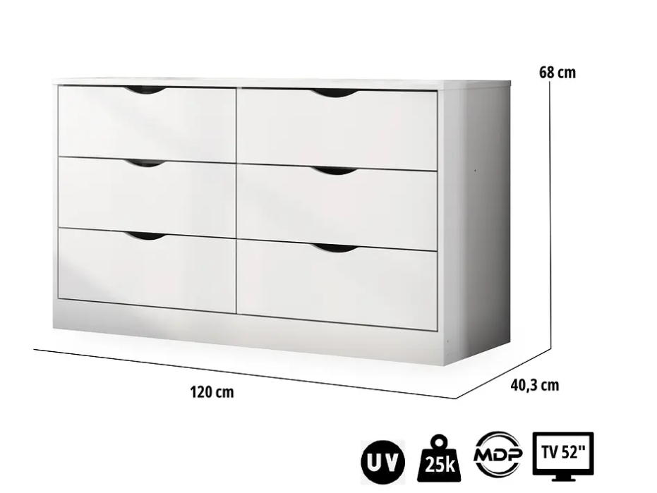 COMODA PISA 6 CAJONES BLANCA-2