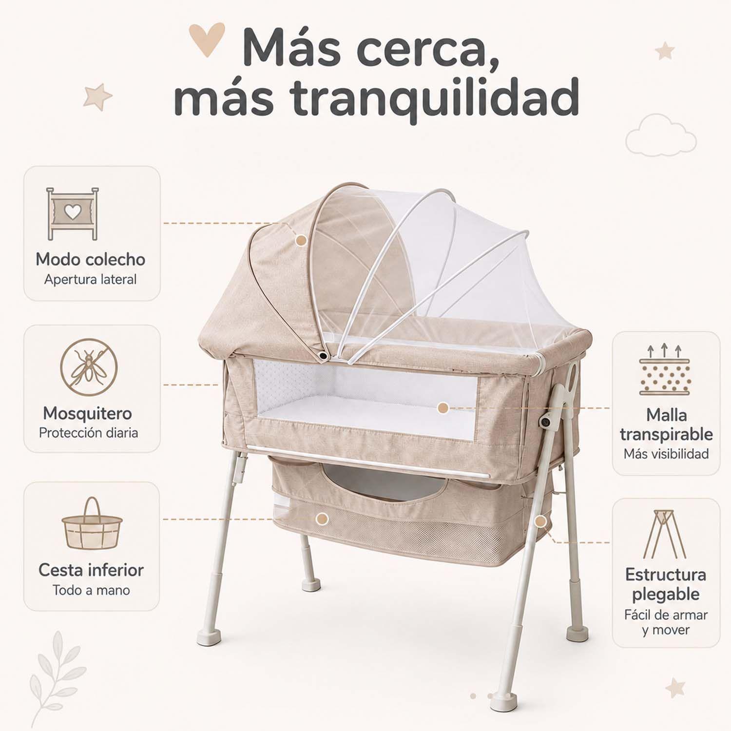 Cuna Colecho Portátil 93x57 cm Kidscool Con Canasto -2