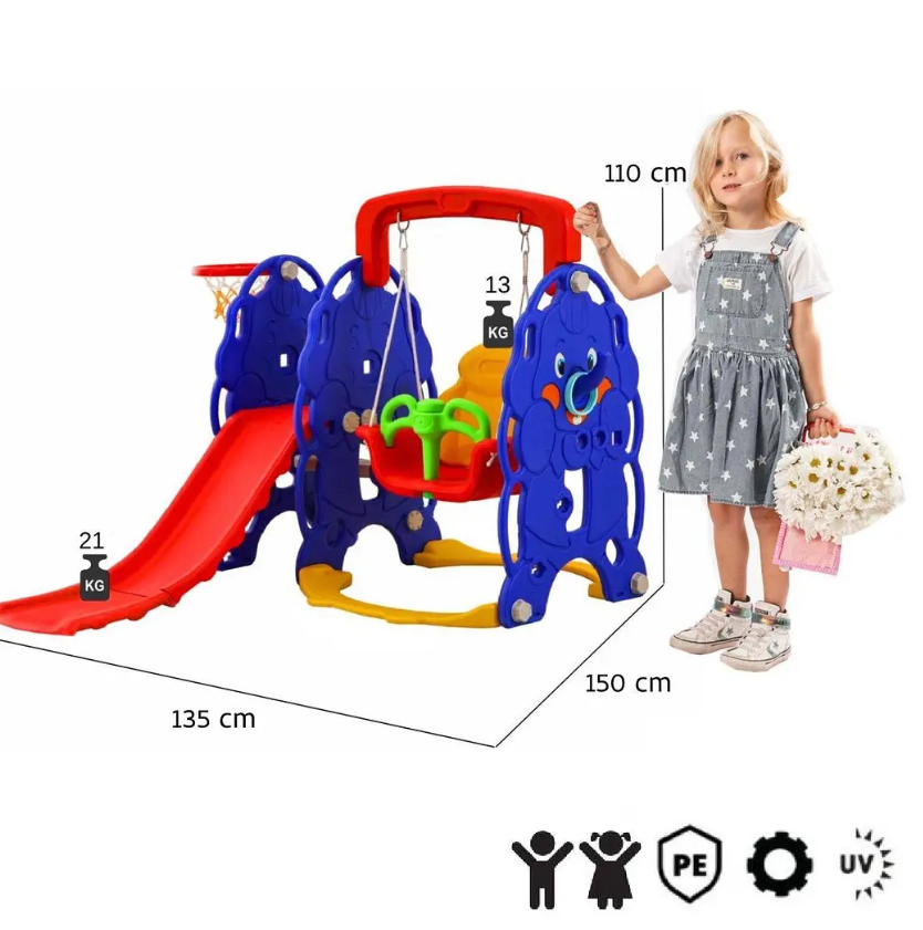 RESBALIN ELEFANTE 4 EN 1 C/ARO Y COLUMPIO AZUL-3