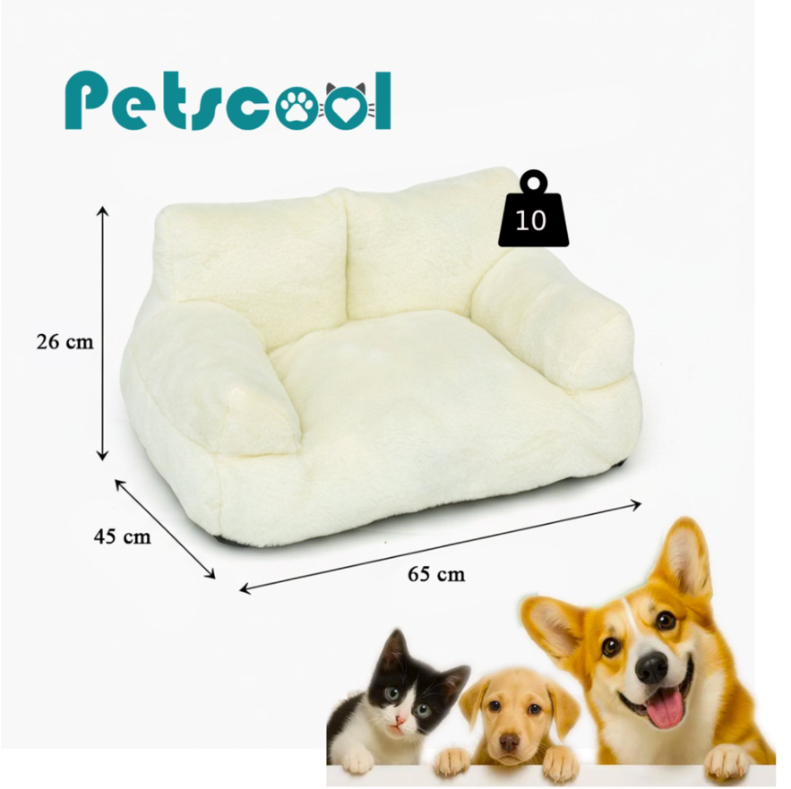 Cama Sofá Relajante Para Mascotas M Beige Lavable y Ortopédica -4