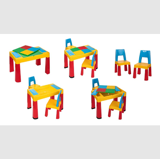 Juego De Mesa Infantil Multifuncional + 2 Sillas Multicolor -1