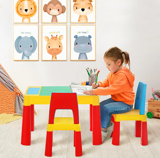 Juego De Mesa Infantil Multifuncional + 2 Sillas Multicolor -2