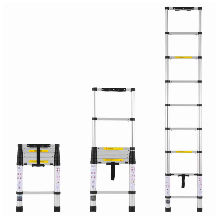 Escalera Telescópica 2.6 Mts De Aluminio-0
