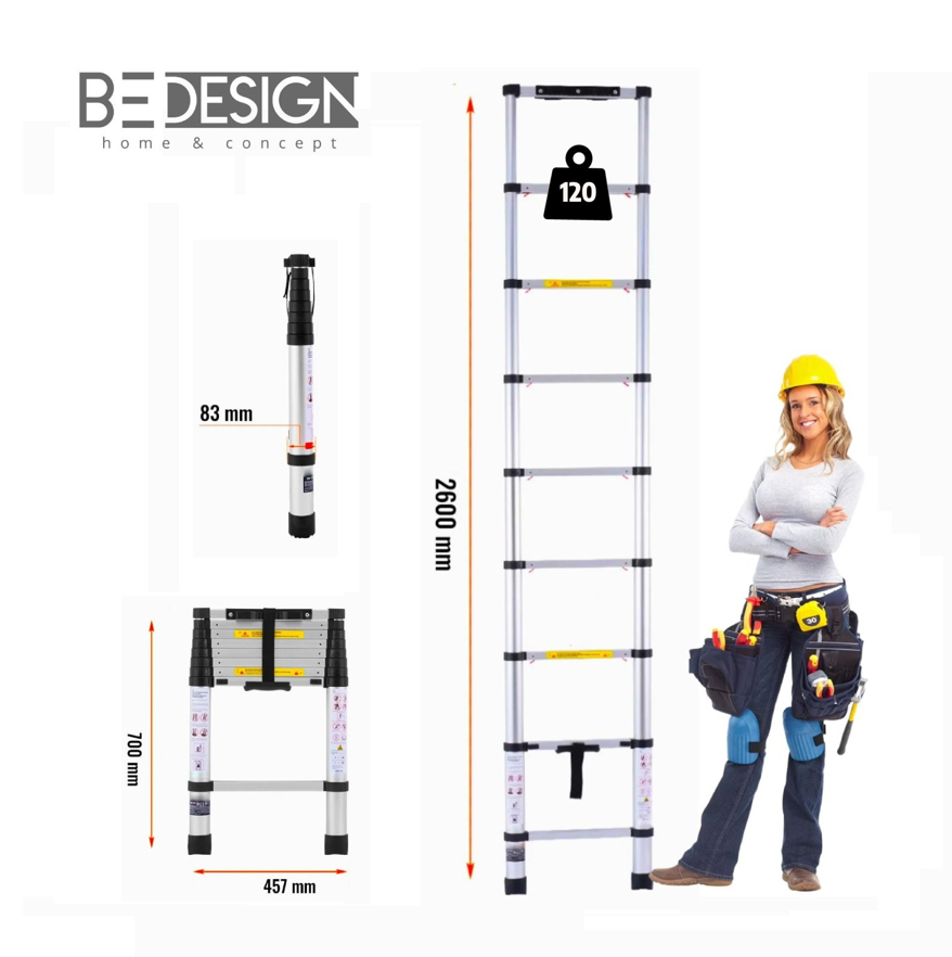 Escalera Telescópica 2.6 Mts De Aluminio-5