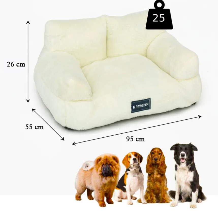 Cama Sofá Relajante Para Mascotas XL Beige Lavable y Ortopédica-4