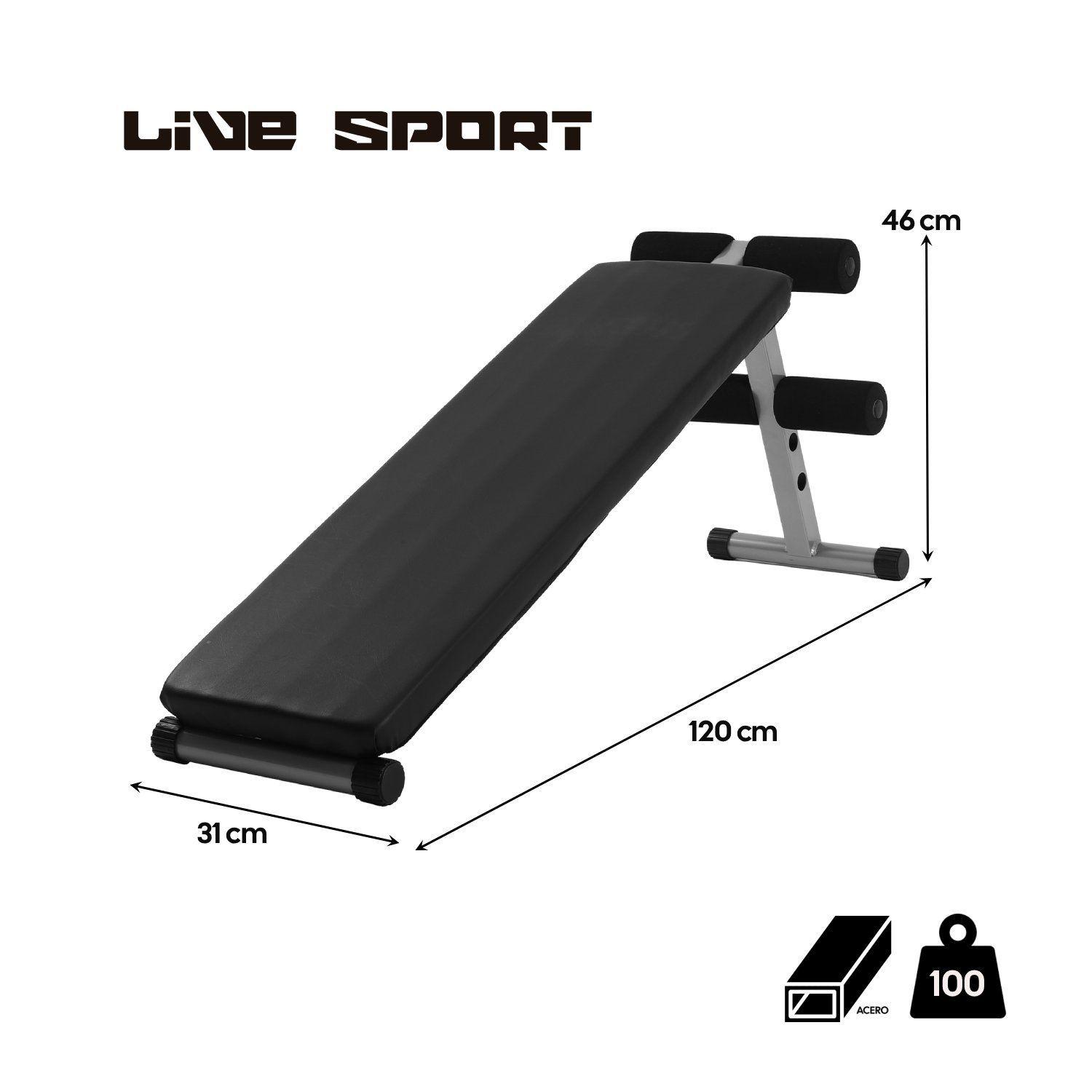 Banca Abdominal Inclinada Regulable Live Sport -5