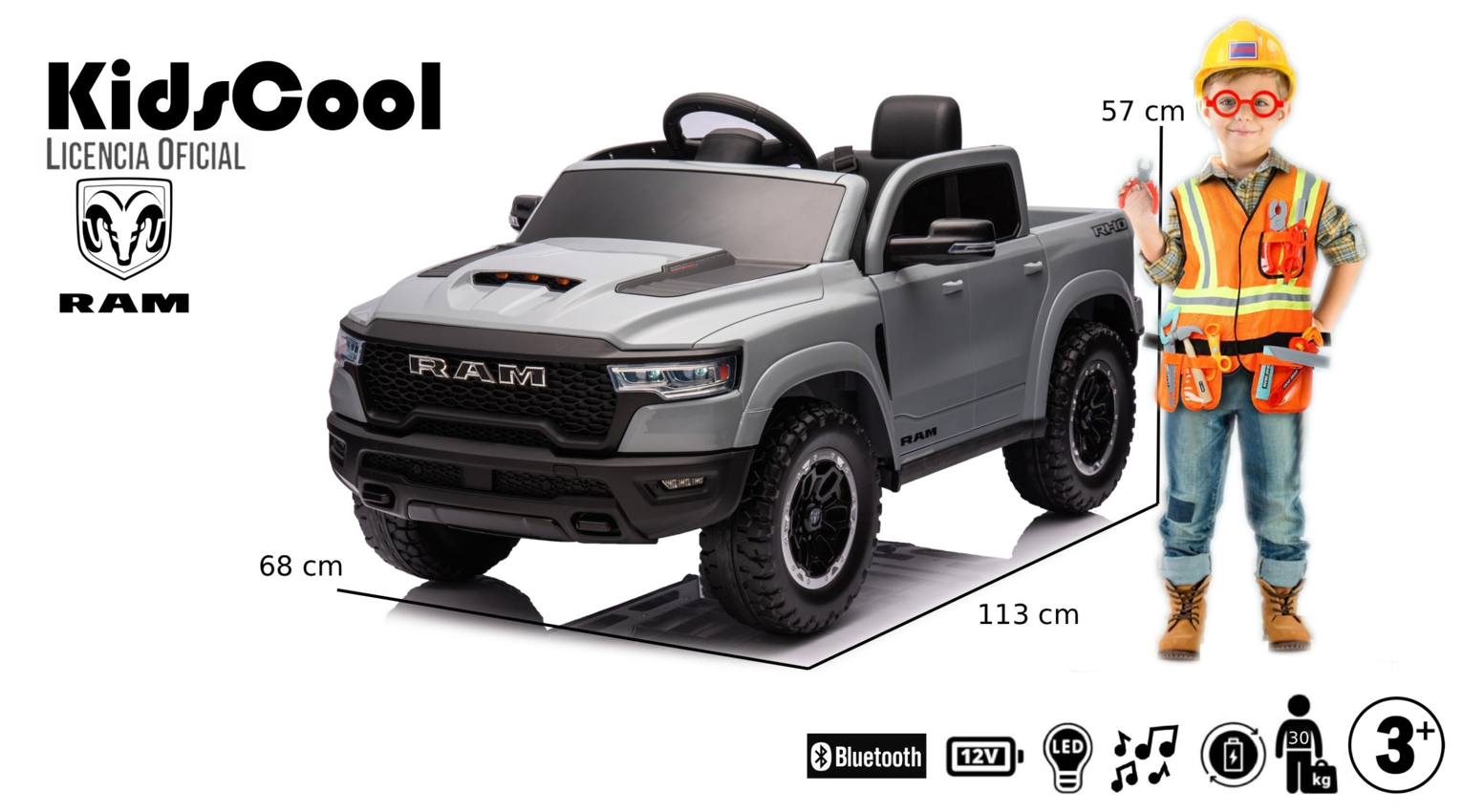 RAM 1500 RHO SUPER TRUCK 12V GRIS-4