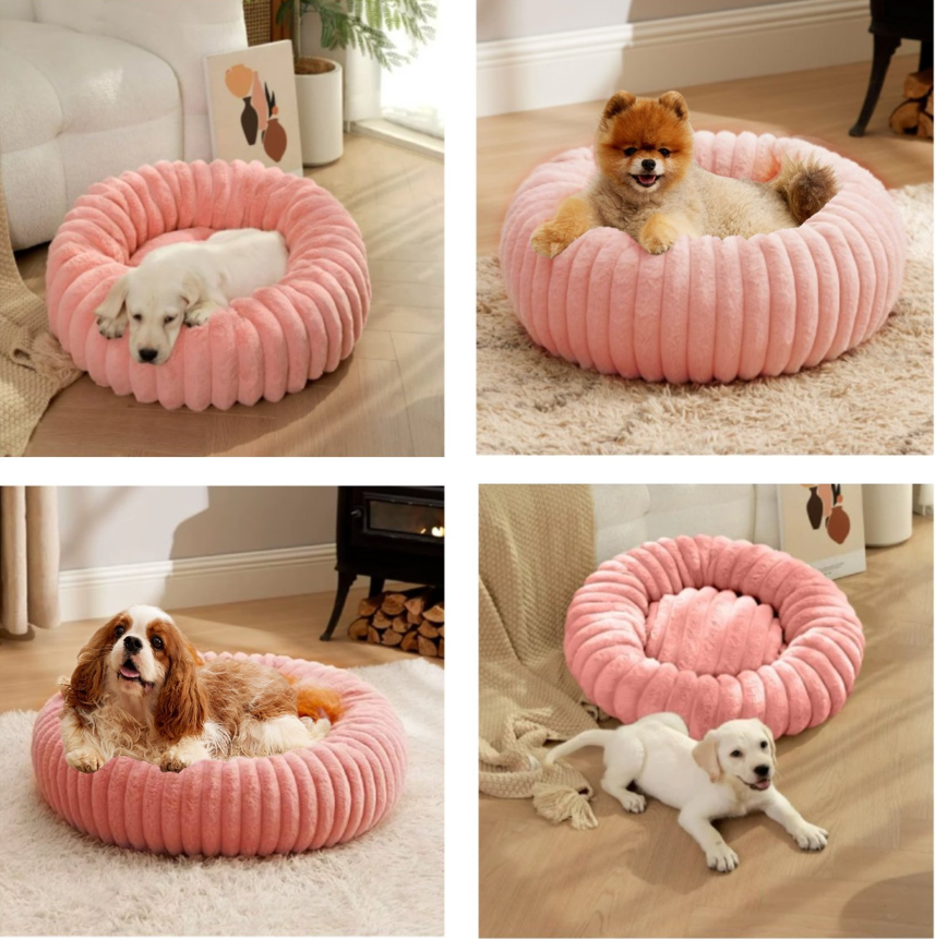 Cama Nido Donut Mascotas S Rosa 50 cm Antiansiedad Perro y Gato -2