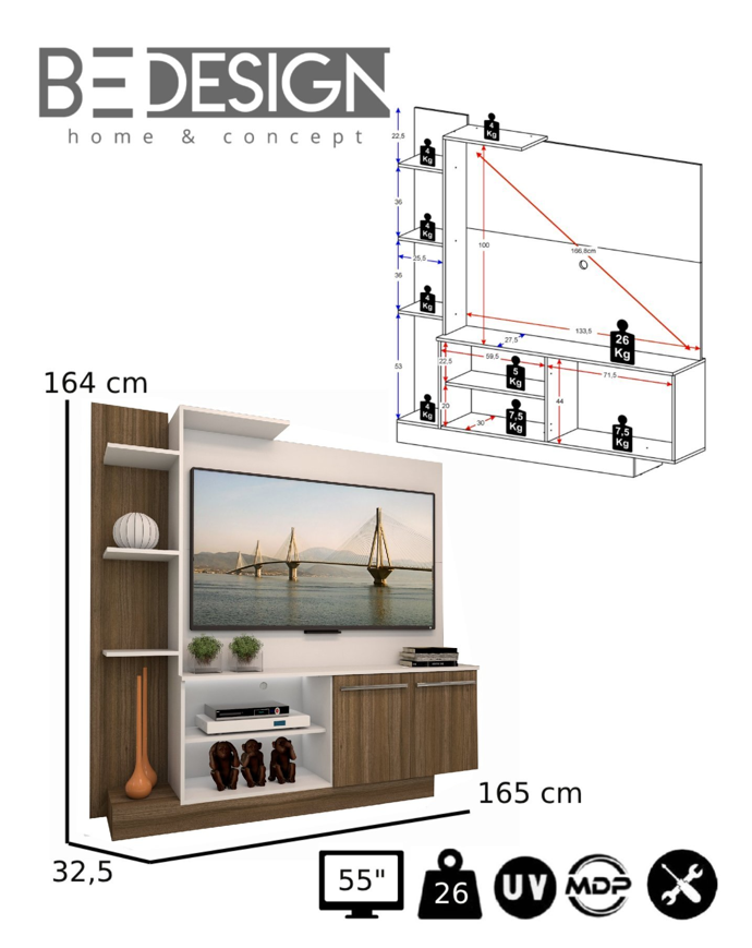 CENTRO ENTRETENCION RACK VERONA BLANCO/CAFÉ-4