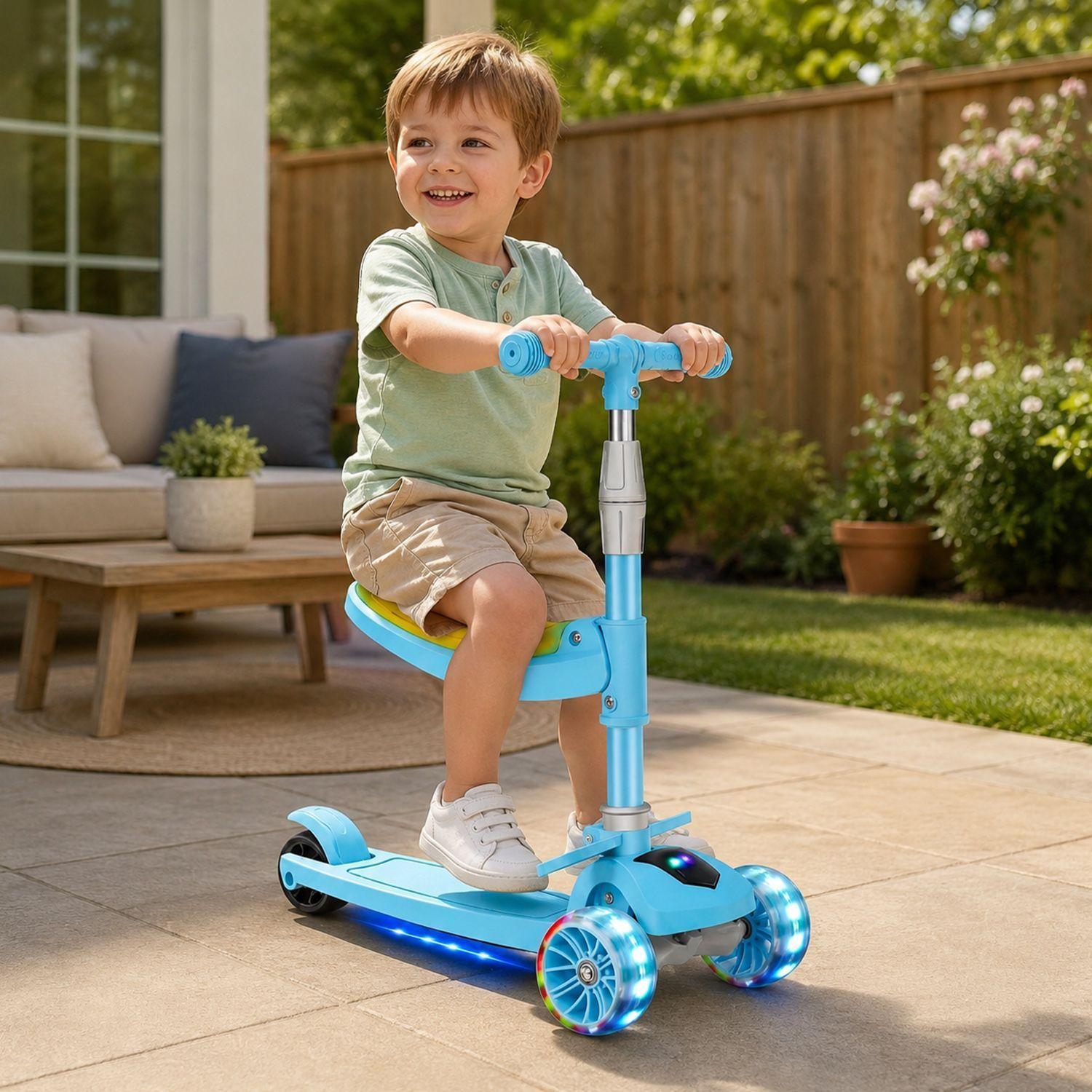 Scooter Plegable Con Asiento Kidscool Música y Luces-4