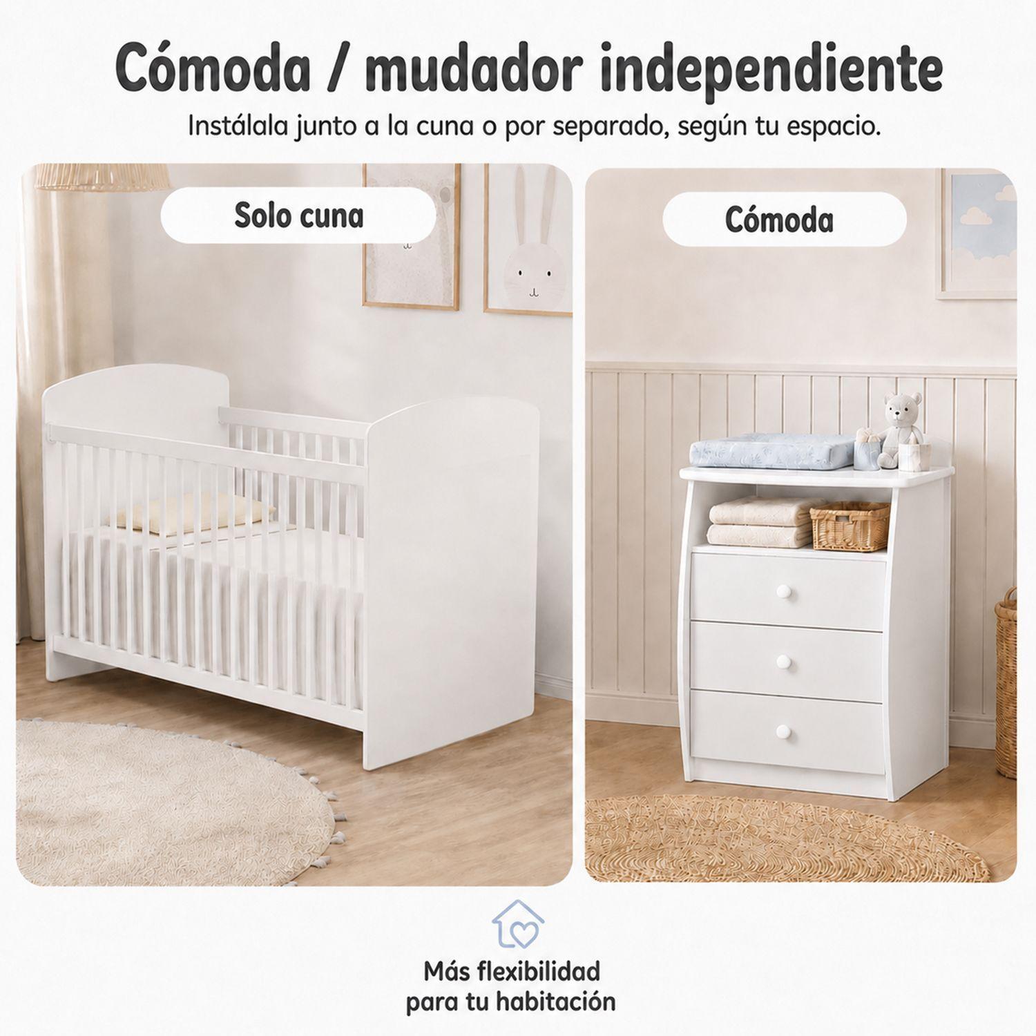 Cuna Multifuncional Con Cómoda Bambini Blanco -5