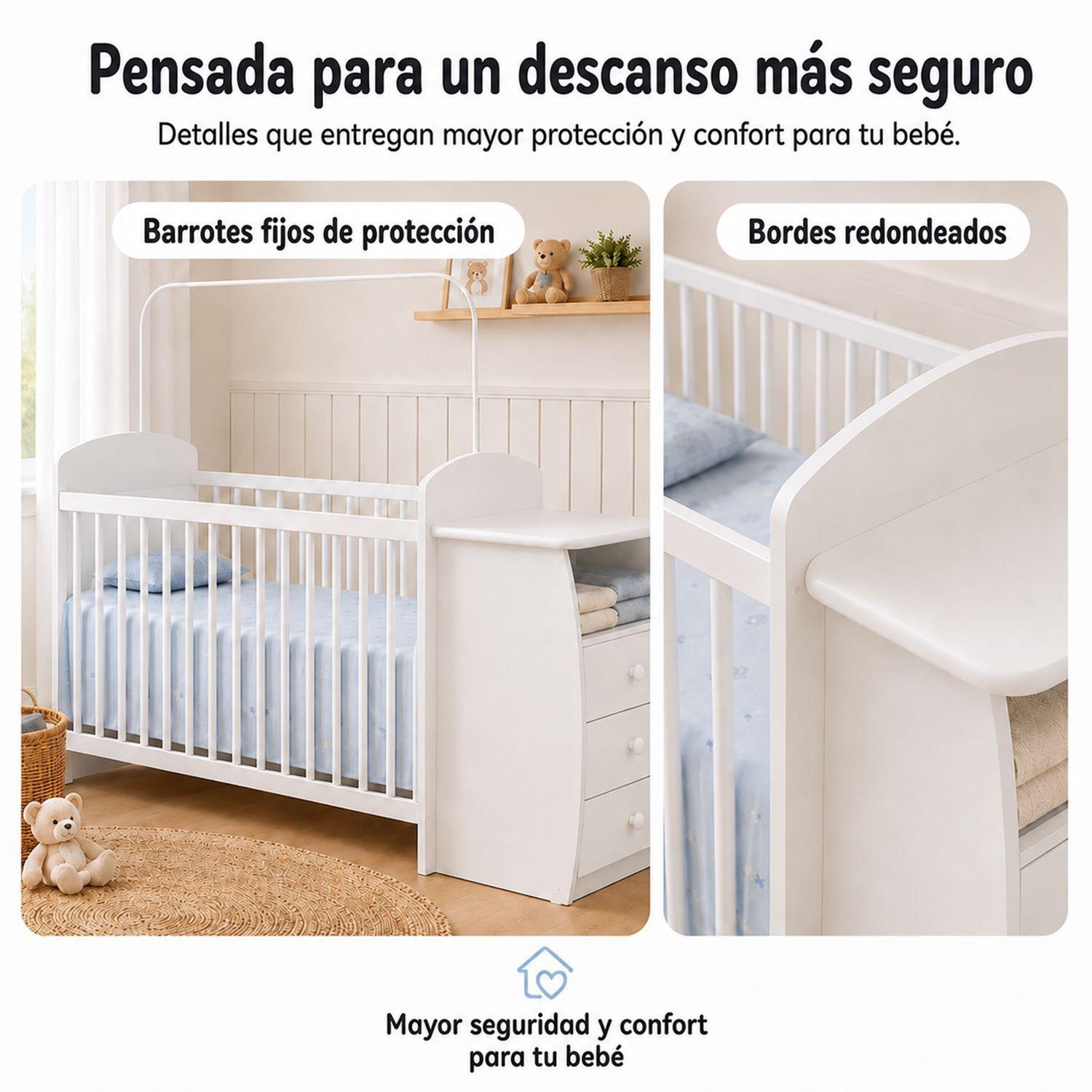 Cuna Multifuncional Con Cómoda Bambini Blanco -6