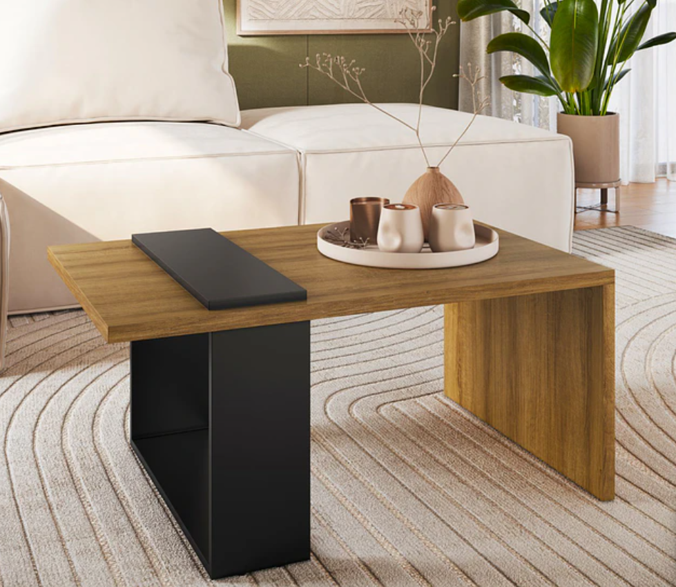 Mesa de Centro Nórdica Boho Miel Negro -2