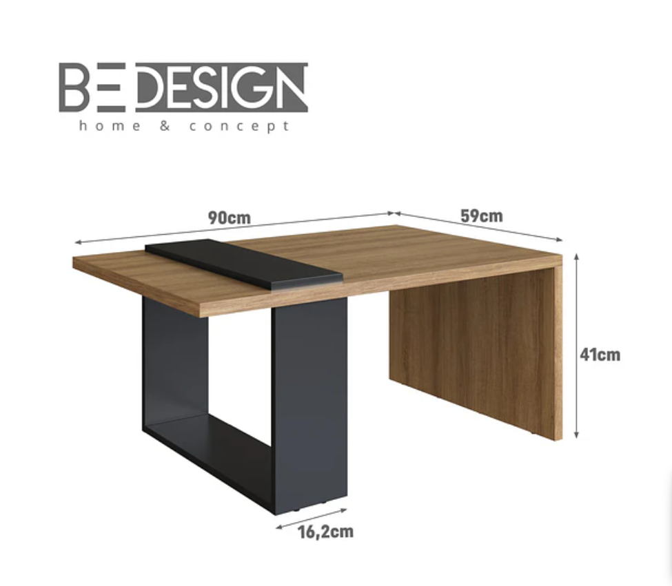 Mesa de Centro Nórdica Boho Miel Negro -3