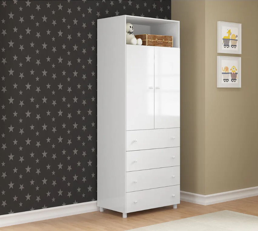 Armario Infantil Con 2 Puertas y 4 Cajones Blanco-3