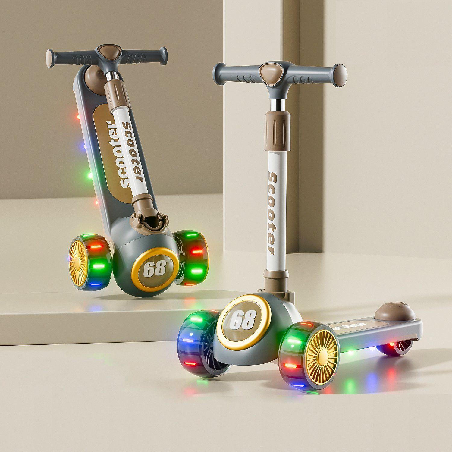 Scooter 3 Ruedas Plegable Kidscool Gris Música y Luces -4
