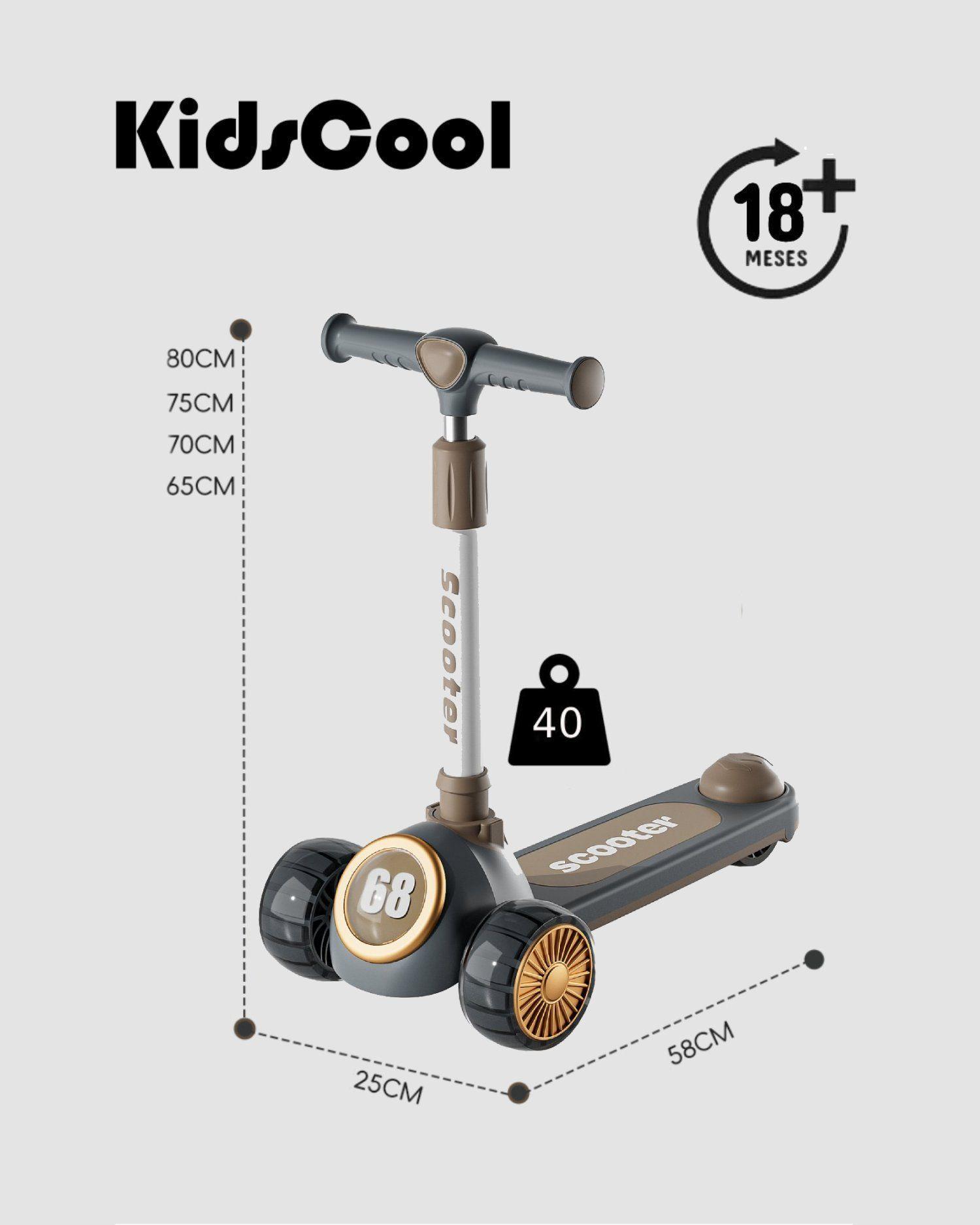 Scooter 3 Ruedas Plegable Kidscool Gris Música y Luces -5