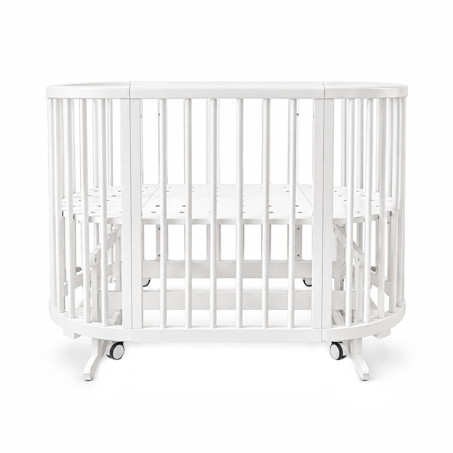 Cuna Mecedora Ovalada 5 En 1 Blanca Kidscool Con Colchón-1