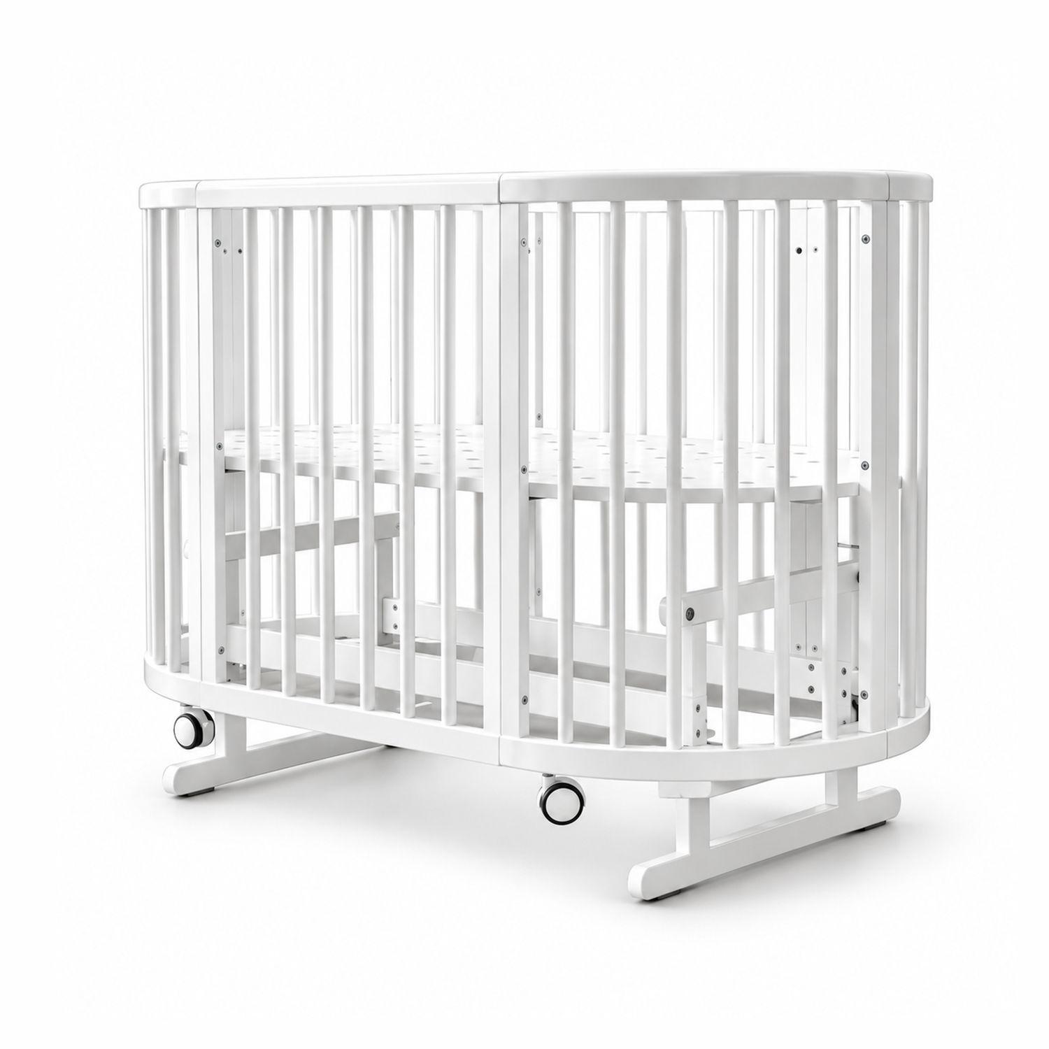 Cuna Mecedora Ovalada 5 En 1 Blanca Kidscool Con Colchón-3