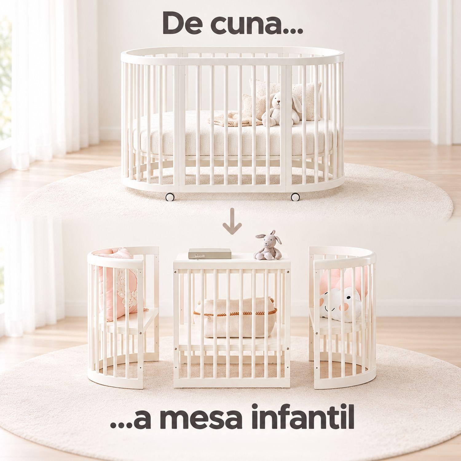 Cuna Mecedora Ovalada 5 En 1 Blanca Kidscool Con Colchón-4