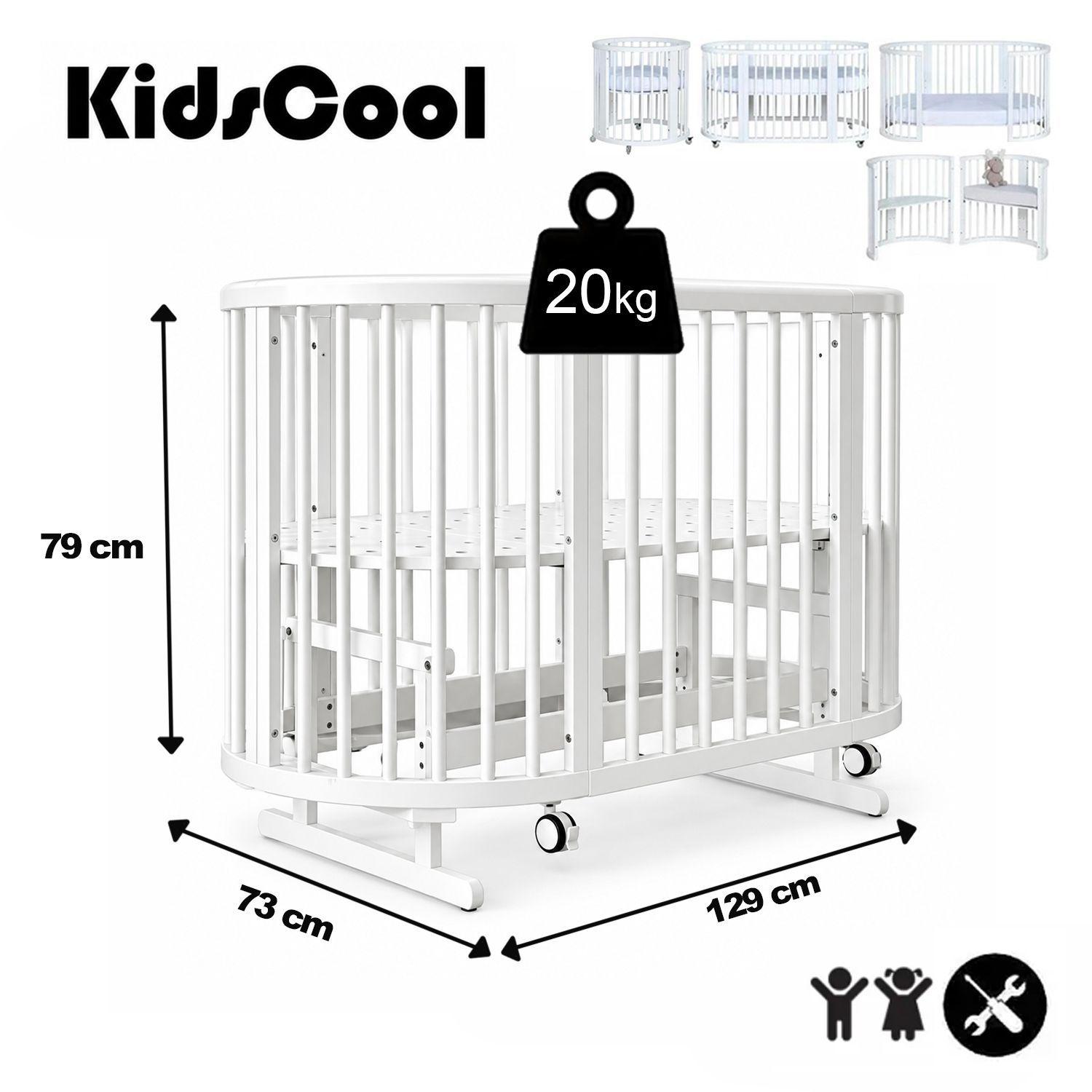 Cuna Mecedora Ovalada 5 En 1 Blanca Kidscool Con Colchón-5