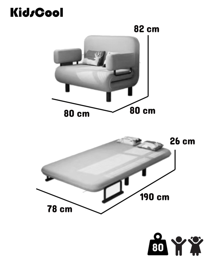 SOFA/MINI CAMA INFANTIL GRIS 80CM-4