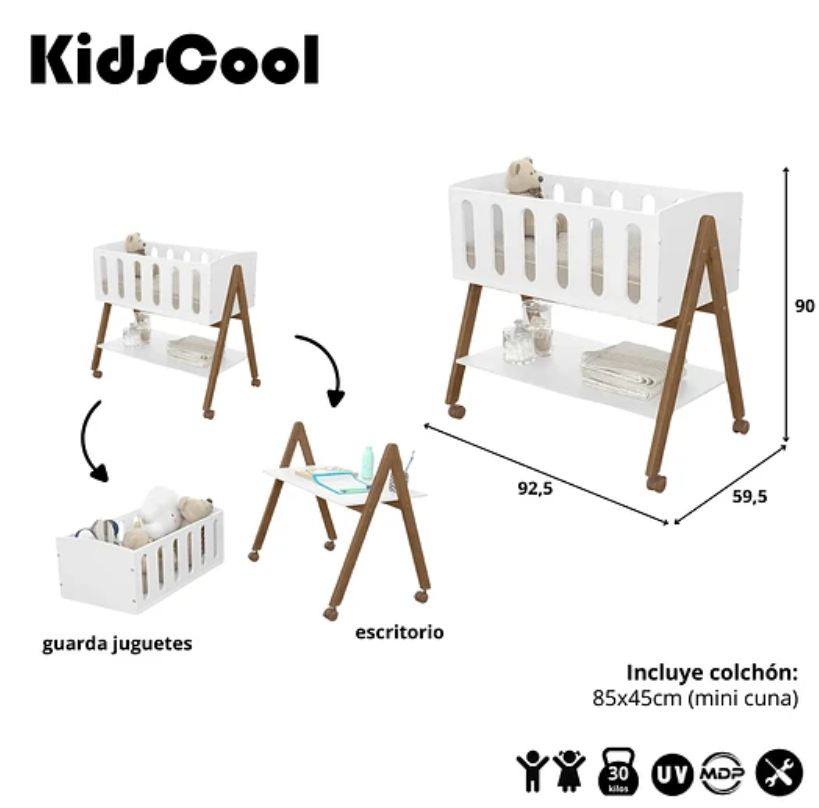 MINI CUNA COLECHO ECO WOOD C/RUEDAS-7