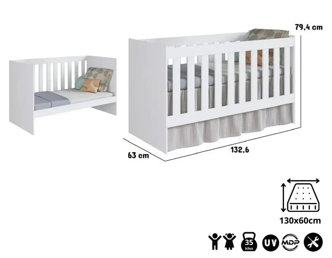 Cuna 2 Funciones Amore Altura Regulable-4