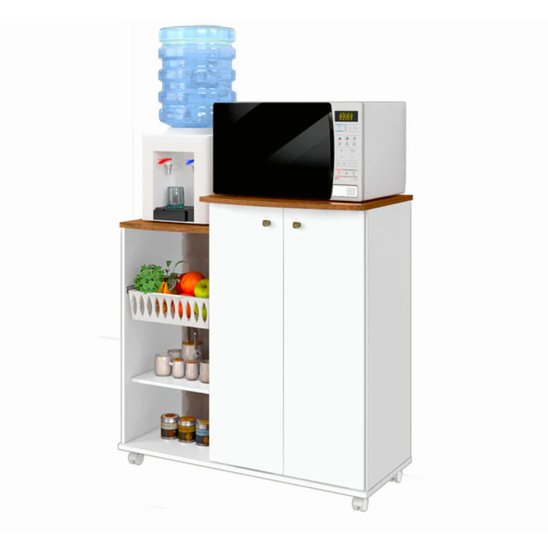 Mueble Auxiliar De Cocina Con Ruedas Blanco -2