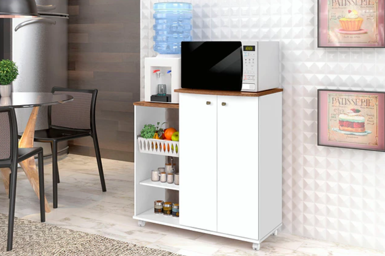Mueble Auxiliar De Cocina Con Ruedas Blanco -3
