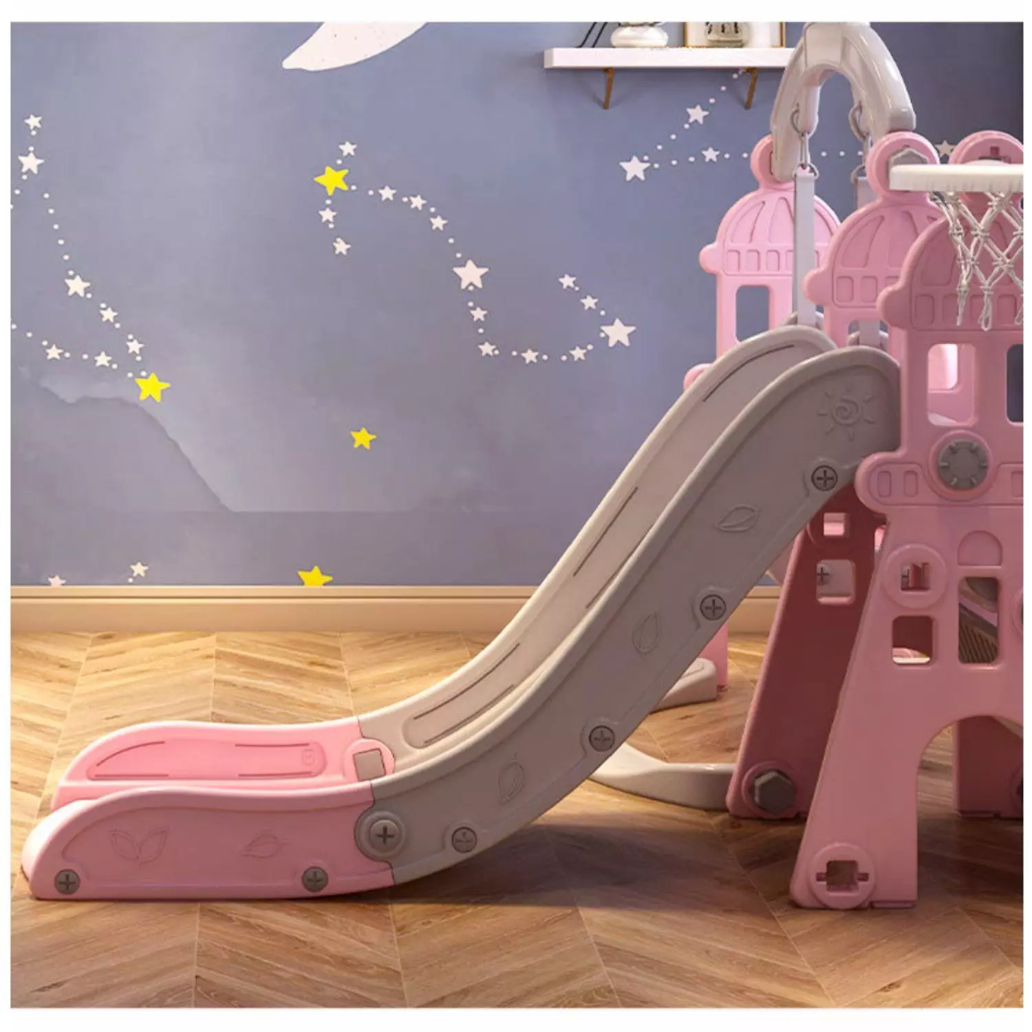 Resbalín Columpio Infantil 5 en 1 Kidscool Centro De Juegos Rosado -5