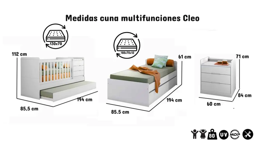Cuna Multifuncional Cleo Blanca-5