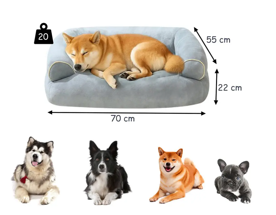 Cama Sofá Para Perros Grandes y Medianos 105 x 65 cm Gris Oscuro Lavable y Ortopédica-4