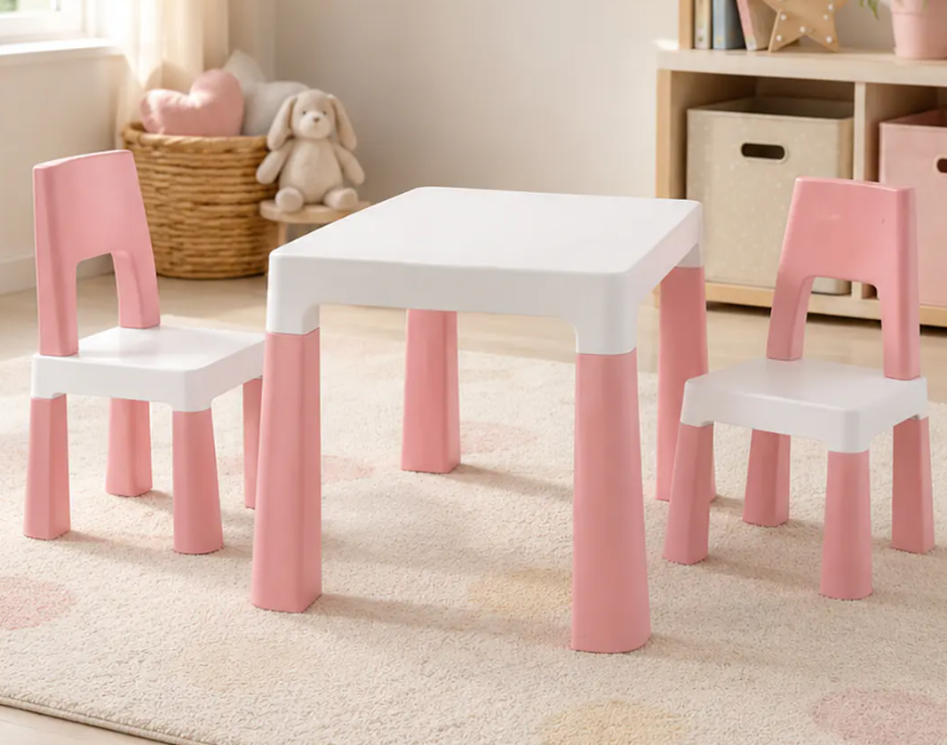 Juego De Mesa Infantil Con 2 Sillas y Cajones Rosada-1