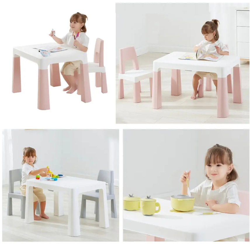 Juego De Mesa Infantil Con 2 Sillas y Cajones Rosada-3