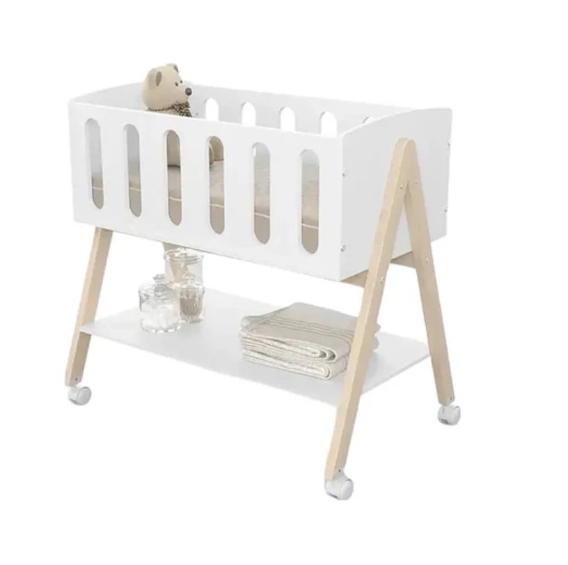 MINI CUNA COLECHO BLANCA C/RUEDAS-0