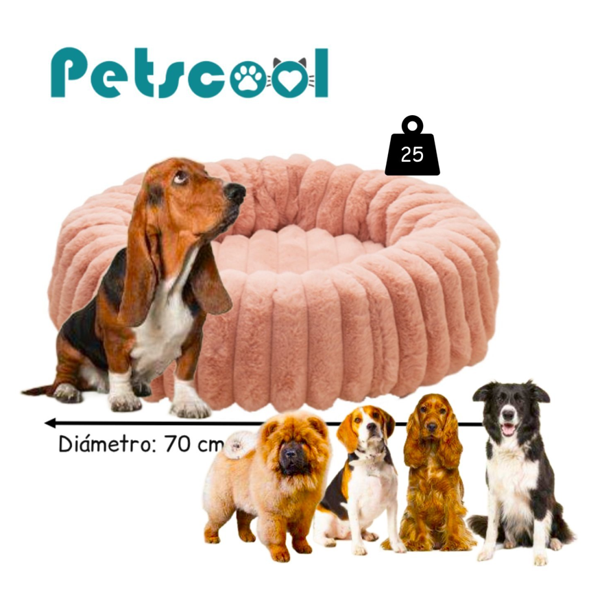 Cama Nido Donut Mascotas L  Rosa 70 cm Antiansiedad Multimascota-3
