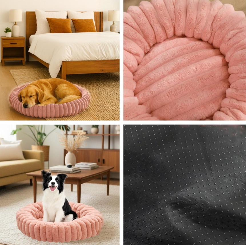 Cama Nido Donut Mascotas L  Rosa 70 cm Antiansiedad Multimascota-5