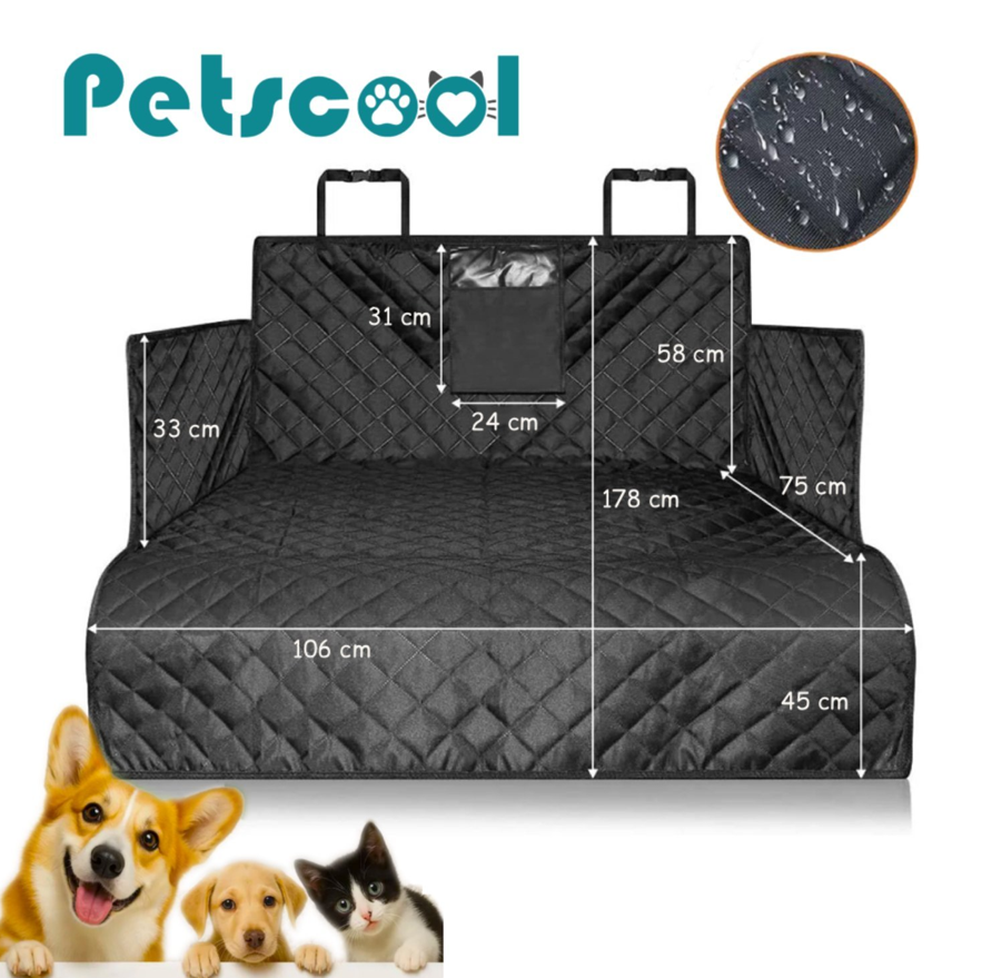 Funda Protectora De Auto Para Mascota Universal AutoSUVCamioneta Impermeable Negro-4