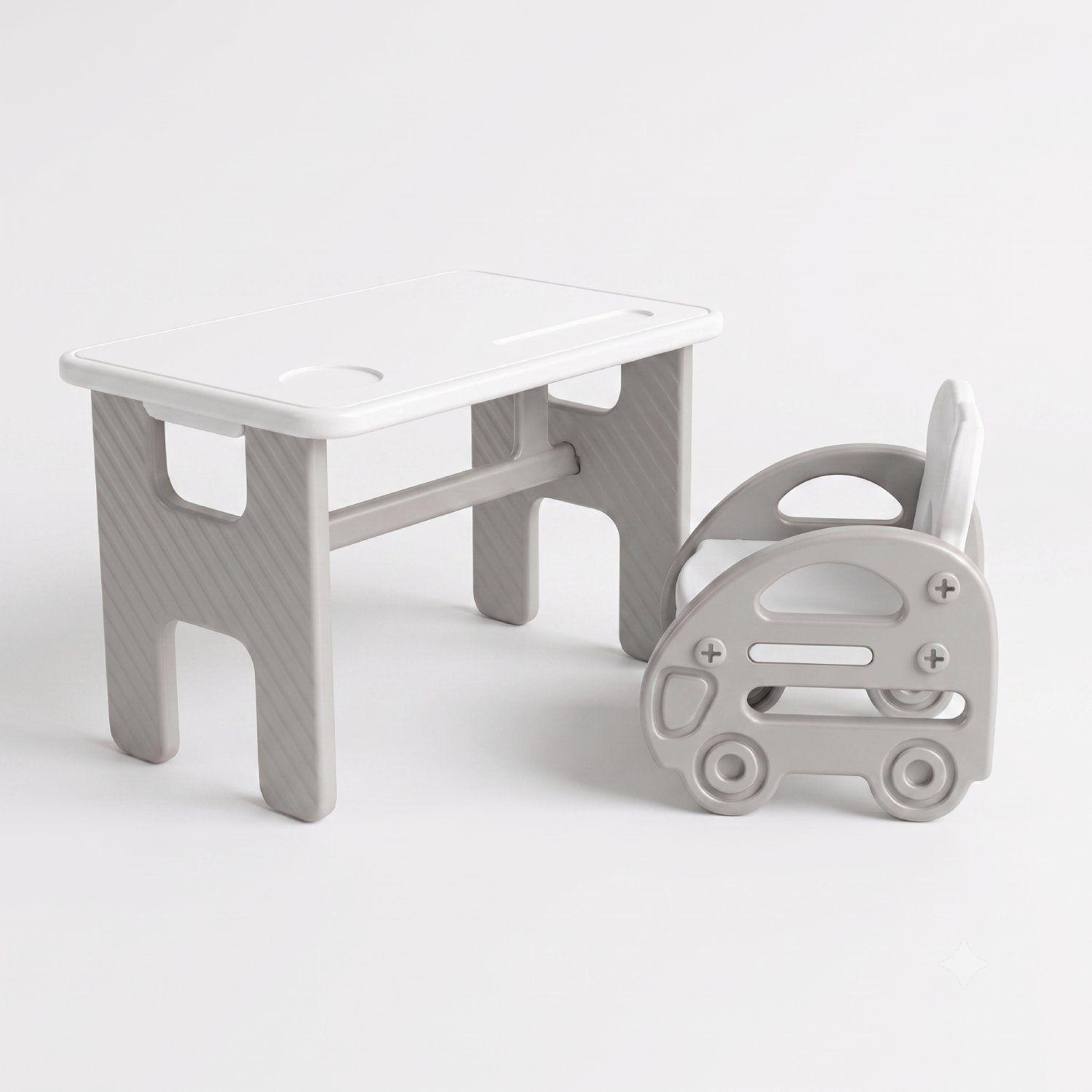 Set De Mesa Plegable y Silla Infantil Bus Kidscool Estilo Nórdico Blanco Gris-0