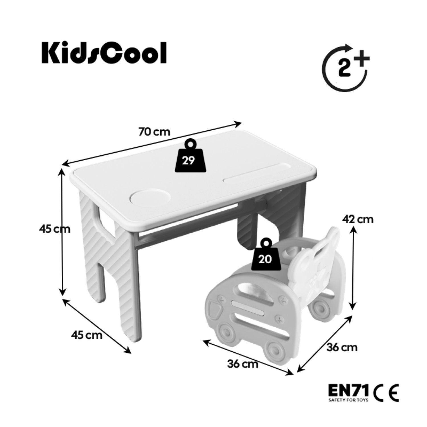 Set De Mesa Plegable y Silla Infantil Bus Kidscool Estilo Nórdico Blanco Gris-5