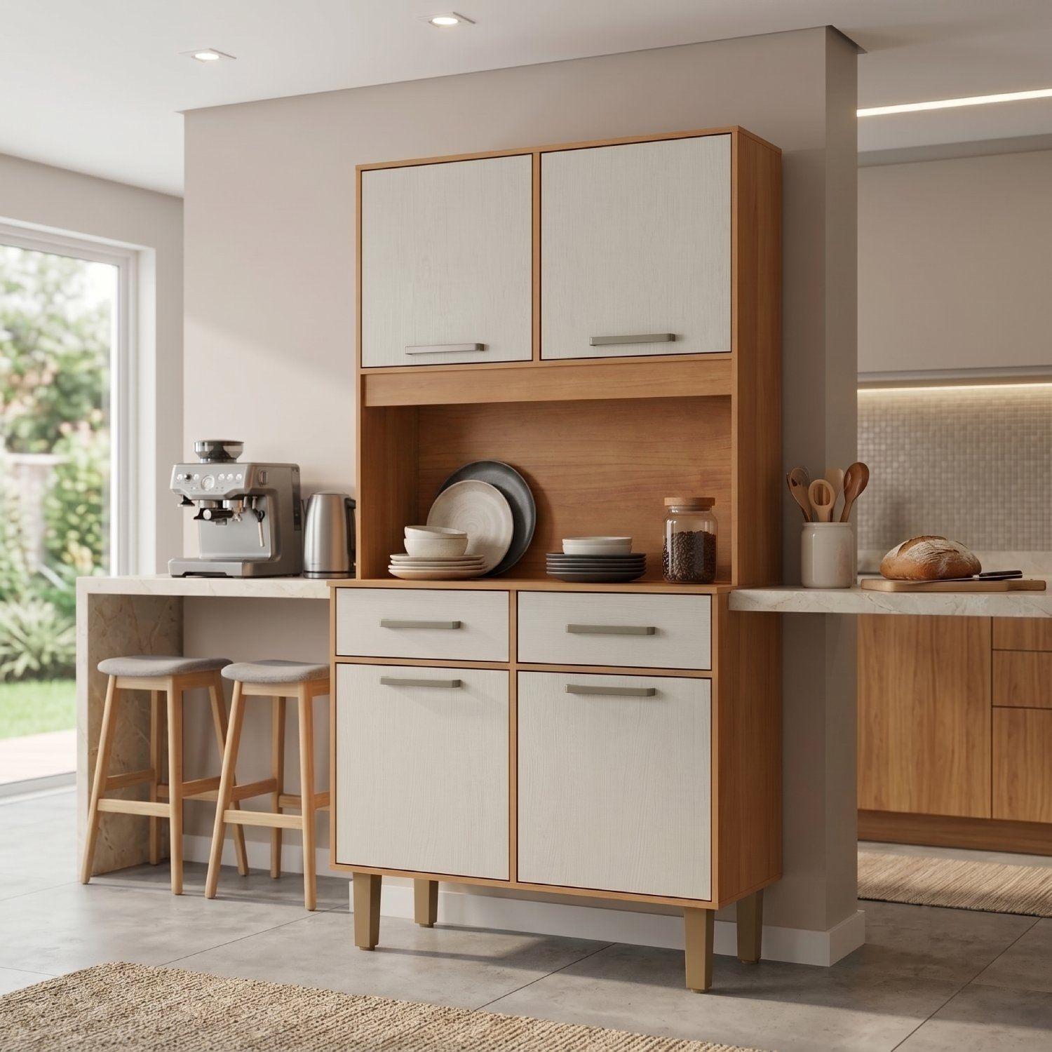 Mueble De Cocina Alacena y Despensa Pop Plus Canela Arena -2