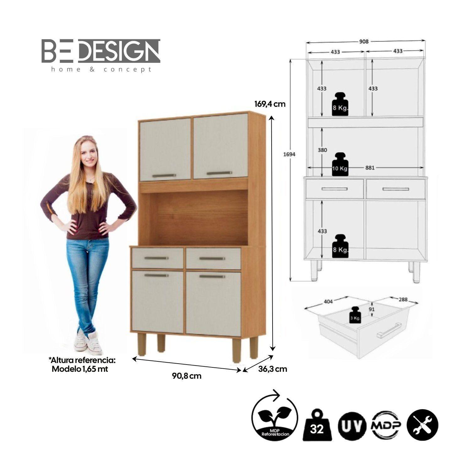 Mueble De Cocina Alacena y Despensa Pop Plus Canela Arena -4