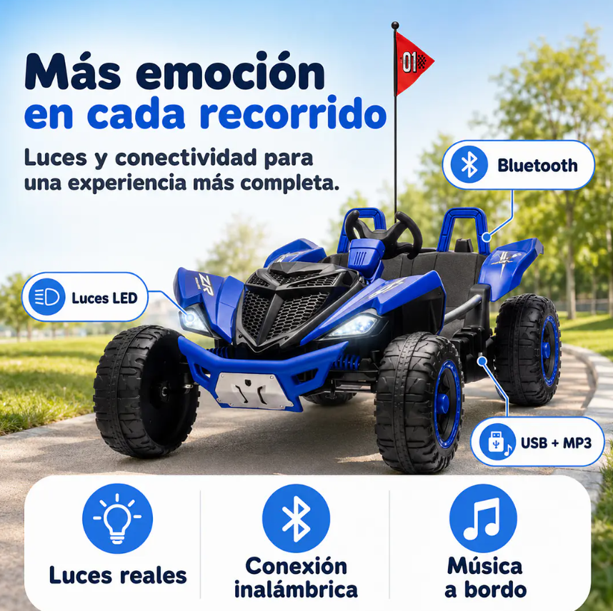 Auto A Batería Monster Azul 4x4 Kidscool 24V APP Control Remoto -2