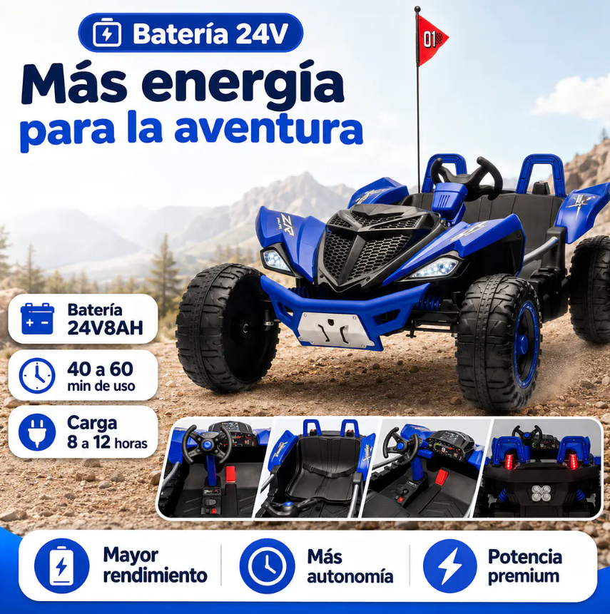Auto A Batería Monster Azul 4x4 Kidscool 24V APP Control Remoto -5